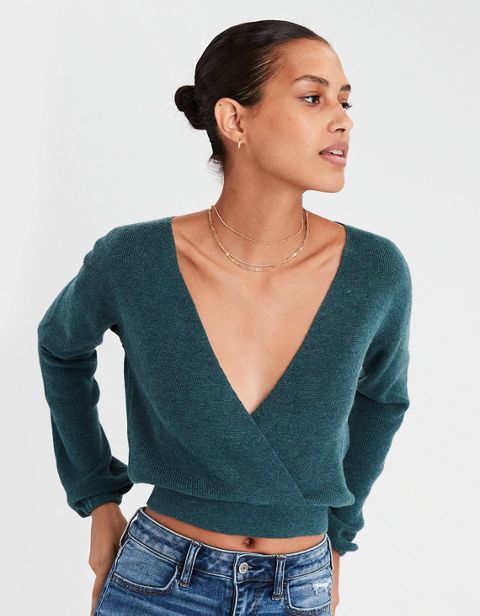 Женские свитеры American Eagle AE Surplice Wrap Cropped Sweater