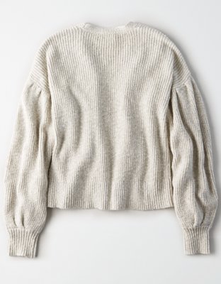 AE Cropped Balloon Sleeve Cardigan | American Eagle