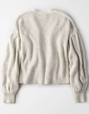 AE Cropped Balloon Sleeve Cardigan