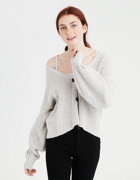 Женские кардиганы American Eagle AE Cropped Balloon Sleeve Cardigan