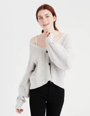 AE Cropped Balloon Sleeve Cardigan