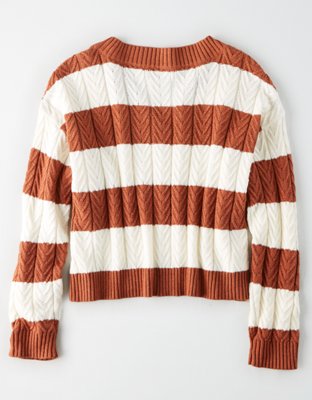 Женские свитеры American Eagle AE Striped V-Neck Cable Sweater — фото 4