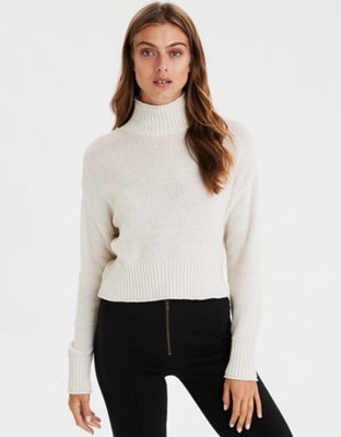 AE Mock Neck Boxy Cropped Sweater