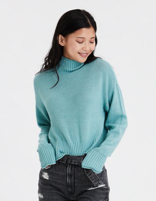 AE Mock Neck Boxy Cropped Sweater