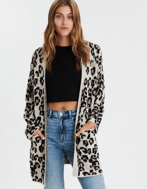 Женские кардиганы American Eagle AE Leopard Oversized Cardigan