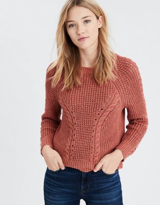 AE Cable Knit Crew Neck Sweater