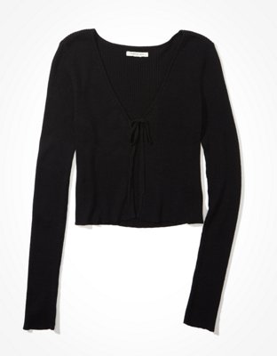 AE Cropped Tie Front Cardigan