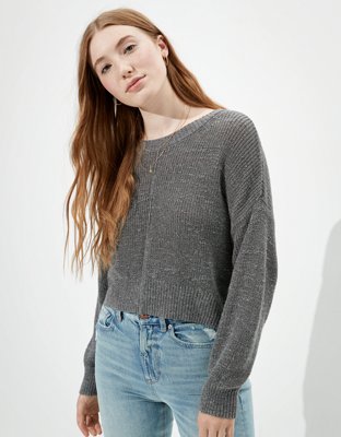 Cropped Crew-Neck Sweater