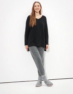 トップス W/Si/Ca 18G V Neck Knit ASH BLACK S3TFF-U4284M-001.png
