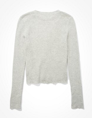 AE Ribbed Bodycon Button Up Cardigan