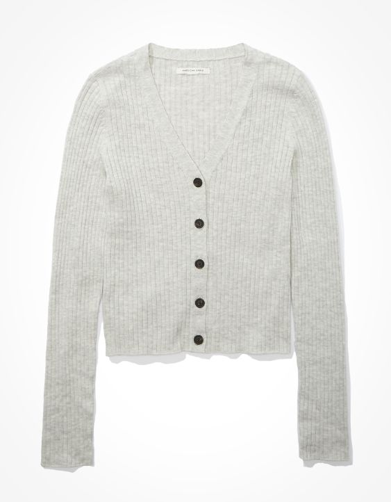 AE Ribbed Bodycon Button Up Cardigan