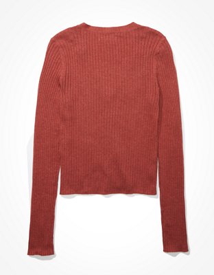 AE Ribbed Bodycon Button Up Cardigan