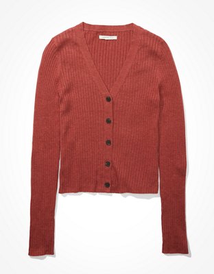 AE Ribbed Bodycon Button Up Cardigan
