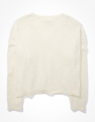 Женские свитеры American Eagle AE Chenille Cropped V-Neck Sweater — фото 4