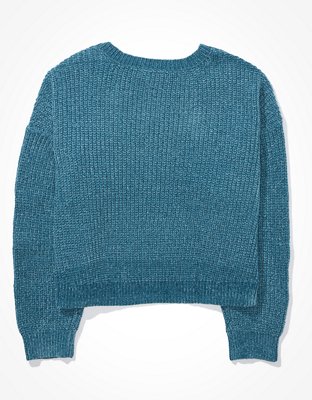 AE Chenille Cropped V-Neck Sweater