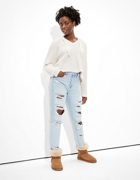 Женские свитеры American Eagle AE Chenille Cropped Hooded Sweater