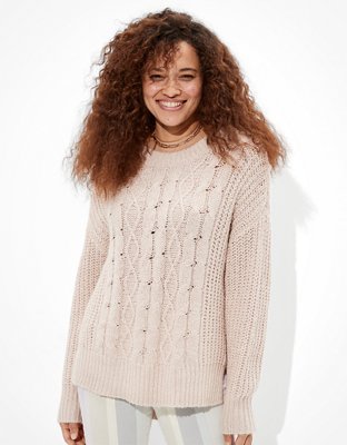 AE Cable Knit Crew Neck Sweater