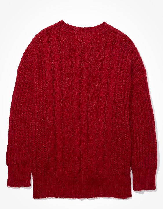 AE Cable Knit Crew Neck Sweater