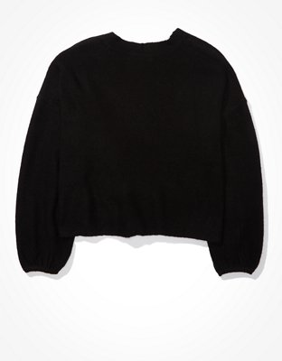 AE Cropped Balloon Sleeve Button Up Cardigan