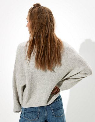 AE Cropped Balloon Sleeve Button Up Cardigan