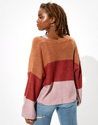 AE Cropped Balloon Sleeve Button Up Cardigan