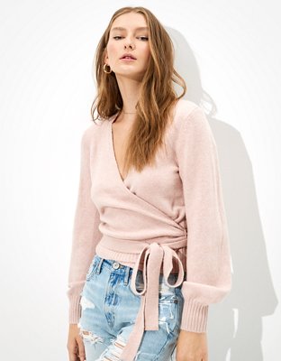 AE Dreamspun Wrap Front V-Neck Sweater