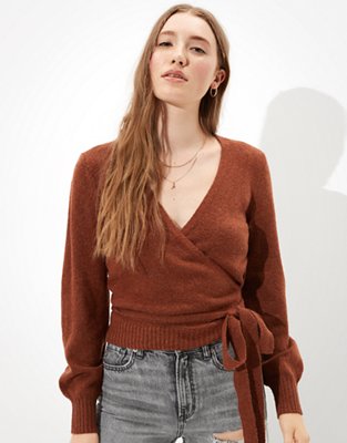 wrap neck sweater