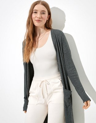 Plush Oversized Cardigan In Charcoal