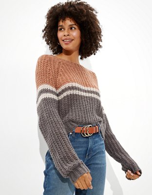 Color block shop crop sweater