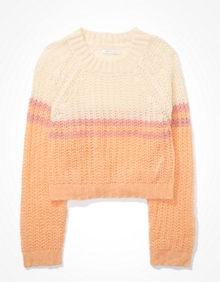 AE Cropped Color-Block Crew Neck Sweater