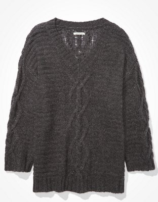 Женские свитеры American Eagle AE Oversized Cable Knit V-Neck Sweater — фото 3