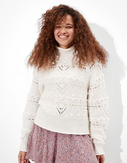 Женские свитеры American Eagle AE Fringe Turtleneck Sweater