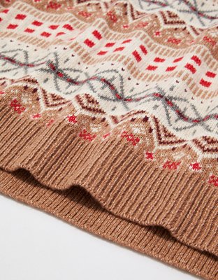 AE Cropped Fairisle Crew Neck Sweater