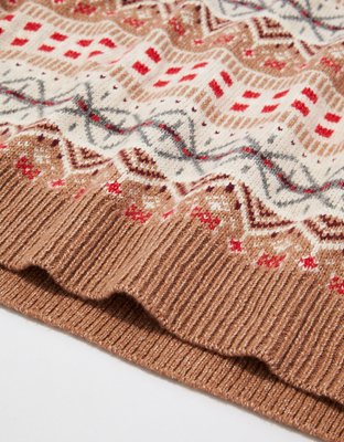 AE Cropped Fairisle Crew Neck Sweater