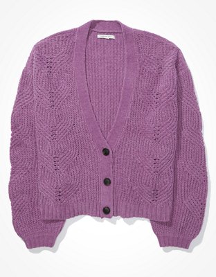 Image of AE Chenille Oversized Cardigan Women's Lively Lilac XXS