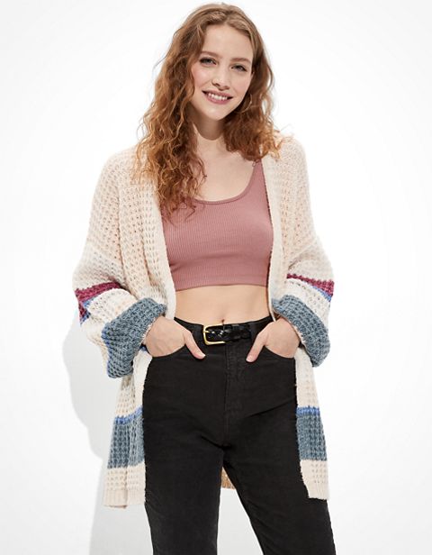 Женские кардиганы American Eagle AE Oversized Striped Cardigan