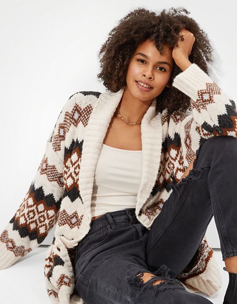 Женские кардиганы American Eagle AE Oversized Fairisle Cardigan