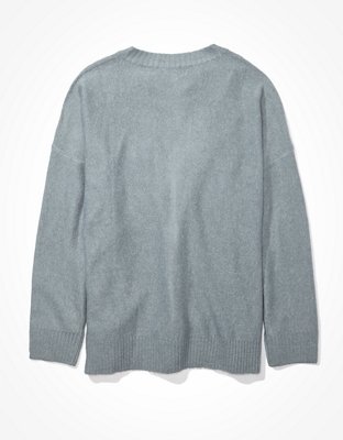 AE Oversized Lace Up Crew Neck Sweater