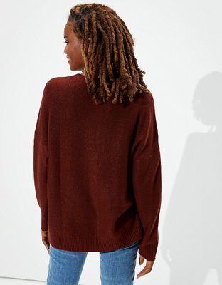 AE Oversized Lace Up Crew Neck Sweater