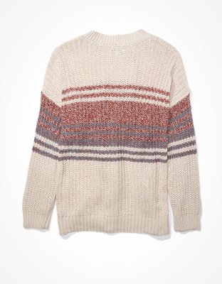ae striped crew neck oversized sweater