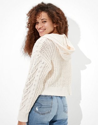 AE Hooded Cable Knit Cardigan