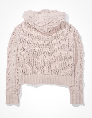 AE Hooded Cable Knit Cardigan
