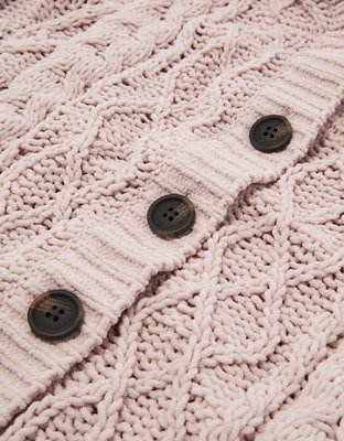 AE Hooded Cable Knit Cardigan