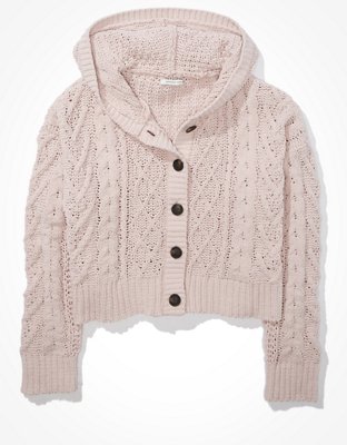 AE Hooded Cable Knit Cardigan