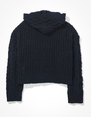 AE Hooded Cable Knit Cardigan