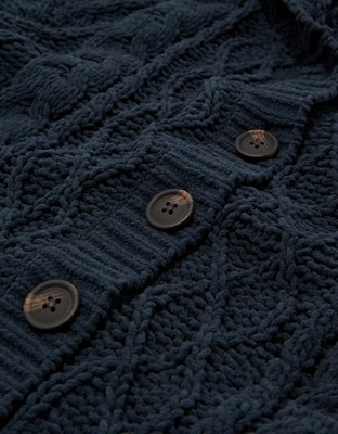 AE Hooded Cable Knit Cardigan