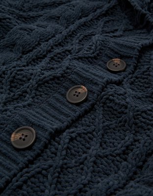 AE Hooded Cable Knit Cardigan
