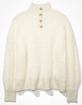 AE Oversized Sherpa Henley Sweater