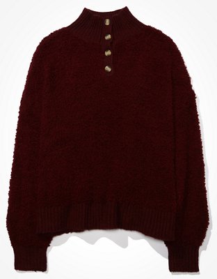 AE Oversized Sherpa Henley Sweater