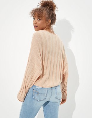 Женские свитеры American Eagle AE Lace Up V-Neck Sweater — фото 2